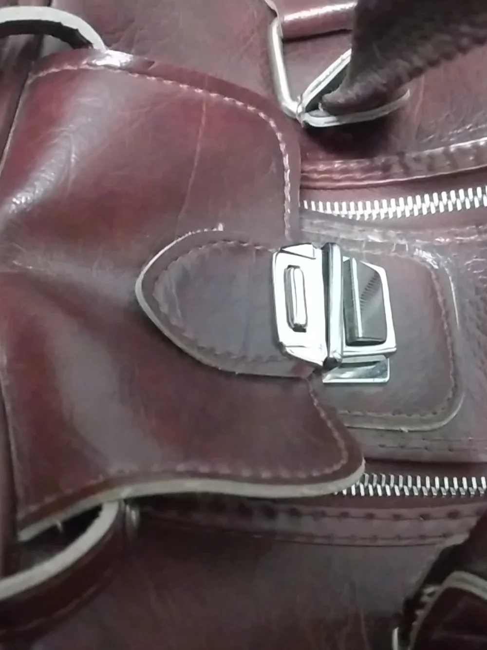 Vintage American Tourister Faux Leather Travel Duffel Bag Carry-on in Dark Red